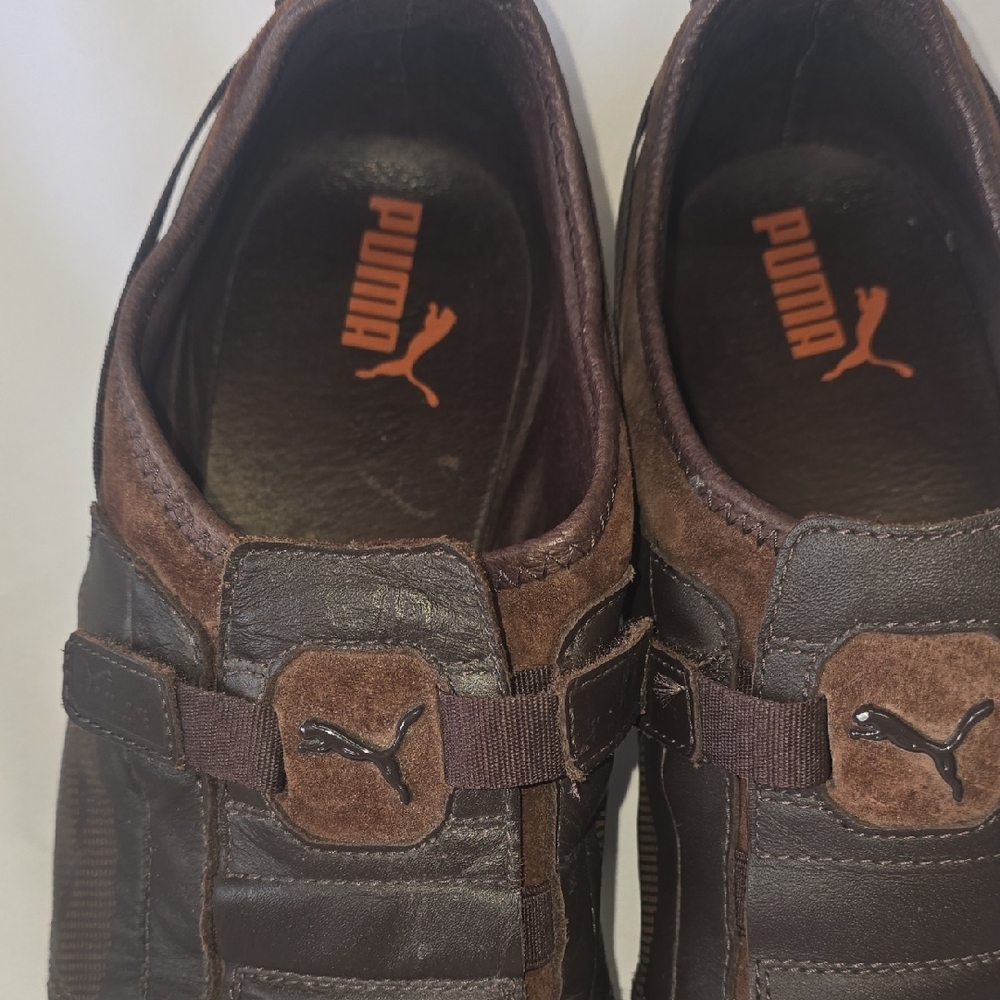 Puma Vedano V Driving Motorsport Y2K Brown Leather, Size Men's 11 - Picture 2 of 9
